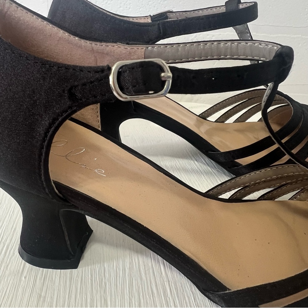 Ellie Black T-Strap Heels - Picture 3 of 13